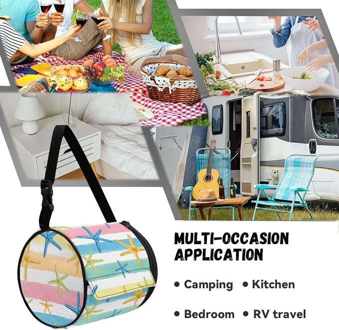 Modern Kitchen Bathroom Hanging Toilet Paper Starfish Stripes Tissue Holder Wall Mounted Tissue Towel Roll Holder with Adjustable Strap Easy Installation