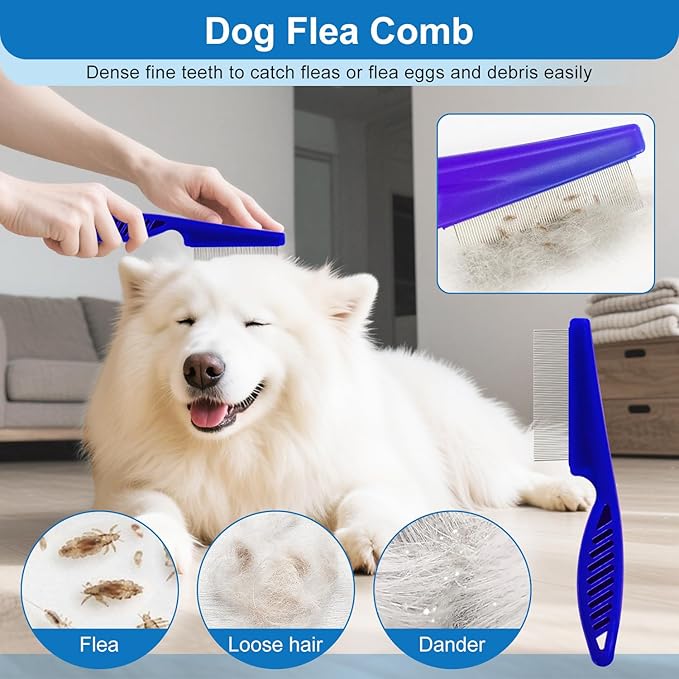Slicker Brush for Dogs, Slicker Brush for Doodles Long Haired Dog, Goldendoodle Long Pin Detangler for Dematting, Dog Slicker Brushes for Grooming (Large Curved)(Blue)