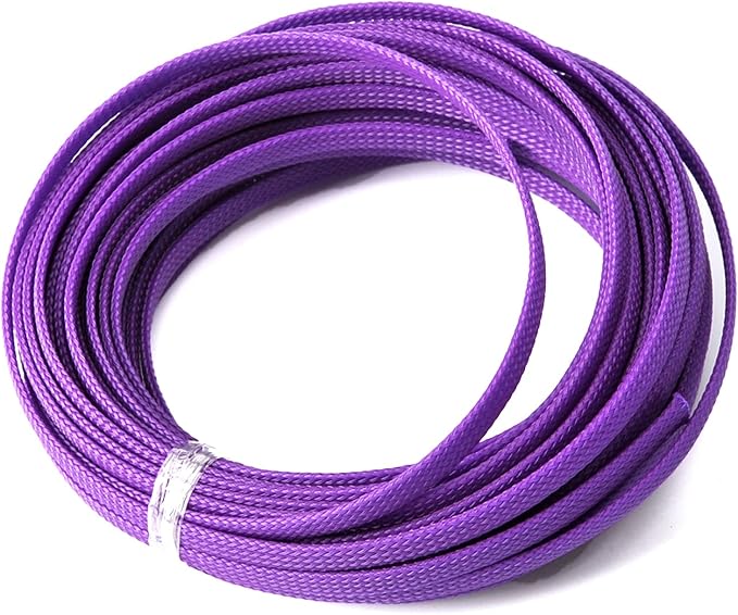 Jutagoss PET Expandable Braided Cable Sleeve, 32.8ft - 1/4 inch Purple Cable Management Sleeve, Wire Loom Tube Cord Protector for USB Cable, Power Cord, Audio Video and More, 1Pc