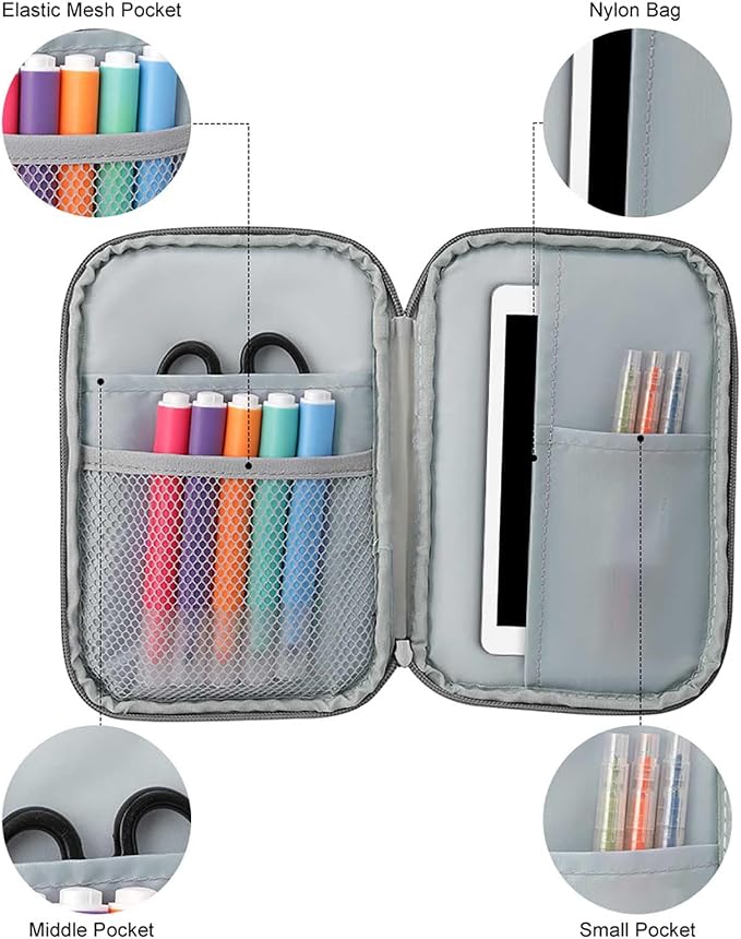 Puppies Dogs Pets Animals Multi-Functional PU Pen Case, Waterproof Zipper Stationery Organizer, Portable Storage Pouch for Office Supplies Cosmetics Travel Accessories And Daily Use