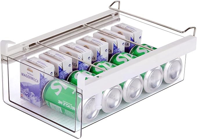 vacane Deeper Refrigerator Drawers, Adjustable Refrigerator Shelf 14-19.5 Inches Large Fridge Drawer Organizer Pull Out, Deli Meat Container for Produce, Cheese, Bacon-XL