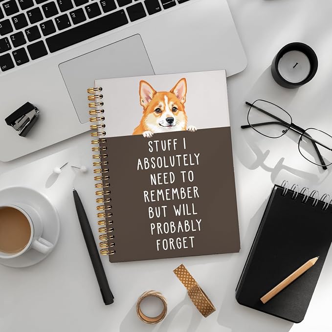 LIANGW Funny Corgi Gifts for Women & Men | Corgi Lovers Gifts Spiral Notebook Journal for Writing,Pet Dog Mom Owner Gift,5.5x8.3 Inch