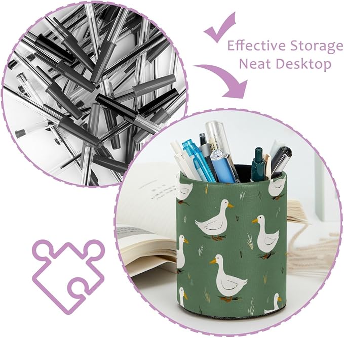 Duck Pen Holder, Pencil Cup Marker Brush Holder Desk Storage Case, Desktop Organizer for School Office Home Supplies