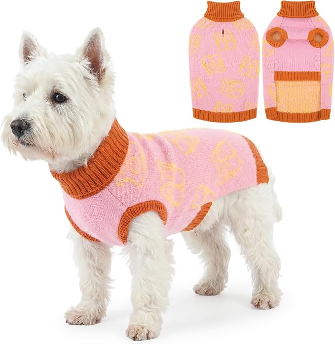 IDOMIK Dog Knitted Sweater for Puppies Cats, Soft Stretchy Dog Sweater,XS | Sleeveless Pet Pullover with Leash Hole, Cozy Knitwear with Foldable Turtleneck, Warm Winter Dog Clothes for Small Pets