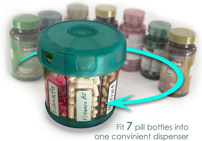 Yaklim Extra Large Supplement Organizer with XL 7 Large Compartments | TPU Soft Lid, Easy to Load and to Use, 1 Month Jumbo Vitamin Holder, Medicine Organizer Storage