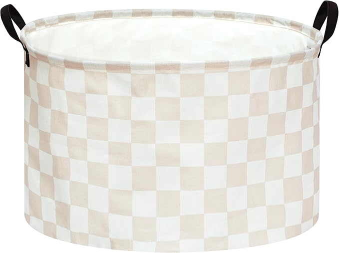 MAIZMZ Checkered Storage Basket Extra Large 80L Kids Hamper Baby Laundry Basket Waterproof Toys Car Organizer Collapsible Canvas for Home/Dorm/Pet/Office/Closet/Shelf/Gift Baskets