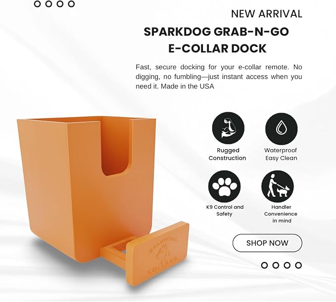 SparkDog GrabNGo E-Collar Dock, Fits Large RuffLand (Orange, Standard) | Crate-Mounted Holder for E-Collar Remote & Strap, Durable K9 Accessory for Dogs, Made in USA