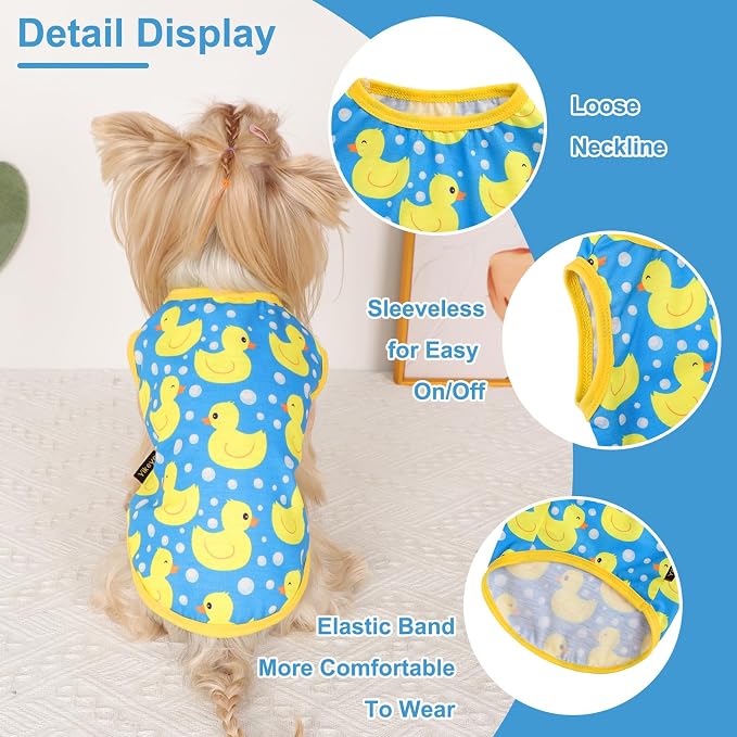 Dog Shirt Vest Dog Clothes for Small Dogs Boy Girl Stretchy Summer Puppy T-Shirts Soft Breathable Lightweight Puppy Sweatshirt Pet Cat Outfit (Blue Duck, Large)