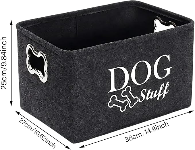 Dog Toy Storage, Dog Toy Box Organizer Baskets, Dogs Food Organizer, Felt Stuff Storage Baskets, Pet Puppy Dogs Toys Bin With Handle, For Organizing Pet Toys, Pets Clothes Blankets, 38×27×25cm