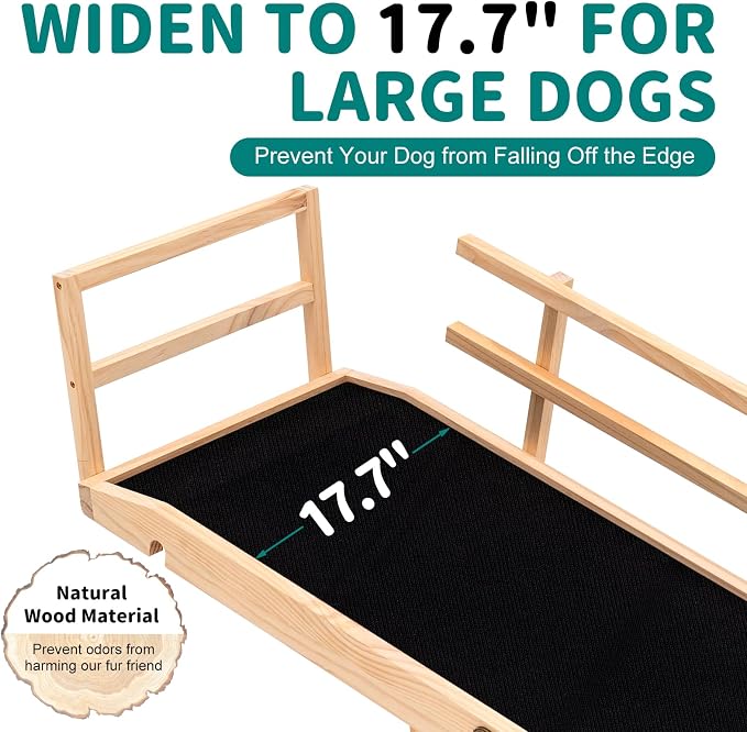Dog Ramp for Bed & Couch, Foldable Wooden Pet Ramp, 5 Adjustable Heights | Height up to 31", Portable Dog Ramp with Non-Slip Rubber Surface & Safety Railings, Pet Ramp for Small, Large, Senior Dogs