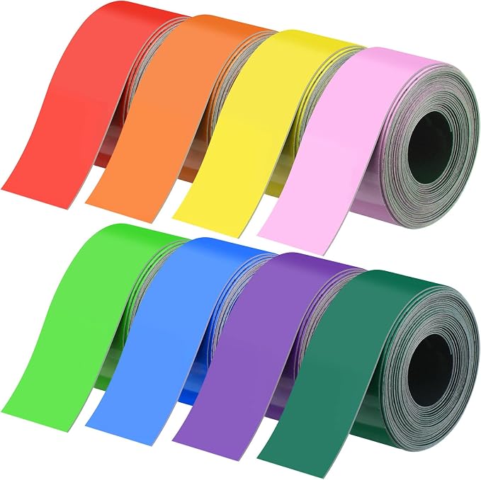 8 Pcs Dry Erase Magnetic Strips for Classroom, 2 in x 9.8 ft Colorful Magnetic Tape Roll Blank Magnets Sticky Labels Writable Flexible Magnet Sheet for Whiteboard Refrigerator Locker Shelf | Colorful Writable Strips, Flexible Adhesive, For Refrigerator...
