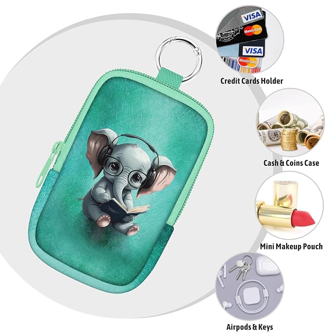 Hand Sanitizer Holder, Elephant Spray Case Zippered Pouch | Keychain, Travel Size, Cute Fashion Accessory with Snap Hook, for Glow Mist and Power Mist 1FL OZ, Mini Small Pocket Clip on