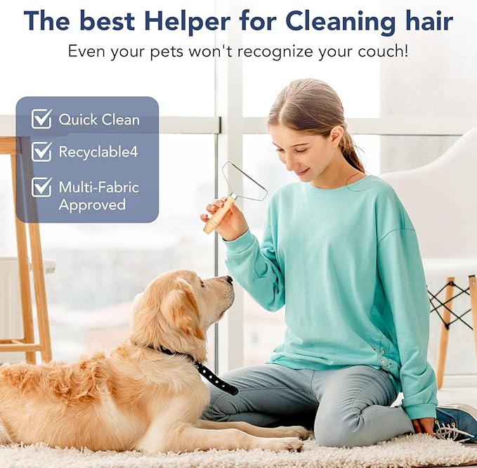 Pet Hair Remover,1-Pack Pet Hair Removal Tool, Multi-Surface Fur Removal Tool, Cat and Dog Hair Remover for Furniture, Couch, Carpet, Clothing and Bedding - Portable