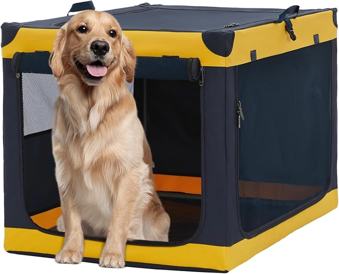 A 4 Pet 40-in XL Collapsible Soft Dog Crate, Large Dogs | patented screw frame, Lockable zippers, waterproof base, washable cover, outdoor/indoor/car