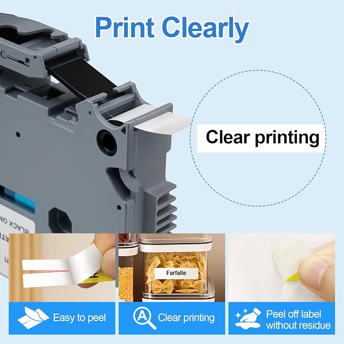 Label Tapes Compatible with Brother P-Touch TZe-221 TZ-221 Tz Tape 9mm for PT-H100 PT-H110 PT-D200 PT-D210 PT-D400 PT-D600 Label Maker,Black on White 9mm(3/8 Inch) x8m(26.2ft),2PK