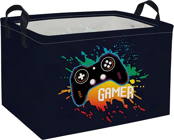 Rectangle Kids Baskets Game Basket Cute Storage Bin Organizer Boys Box for Room Decor Gift Basket(Game)