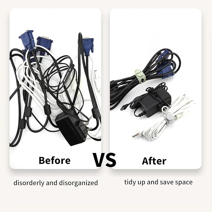 6 Pcs Cable Management Travel Essentials Zip Ties,Silicone Material | Cord Organizer Office Desk Accessories Vacation Essentials，Suitable for Storing Data Cables, Headphone Cables, Wires