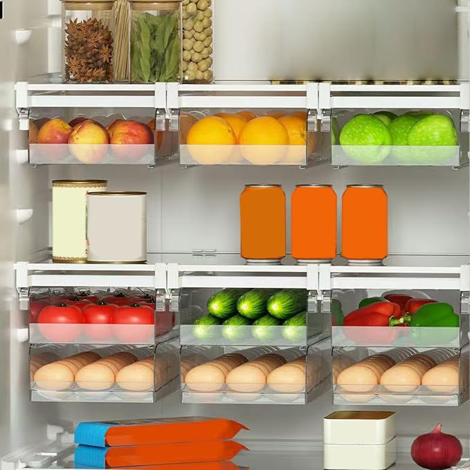 Fridge Organizer - Fridge Organizer Drawer | Refrigerator Organizer Bins | Fridge Shelf Holder Storage Box | Fridge Vegetable Pullout Container | Kitchen Storage And Organization Kitchen Storage Box