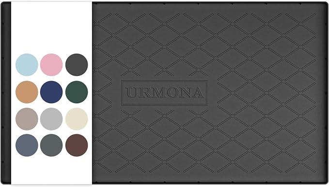 URMONA 40" x 22" Waterproof Silicone Mat in Multiple Sizes & Colors, Under Sink Mat for Kitchen & Bathroom, Pet Food Pad for Dogs & Cats, Kitchen Cabinet Liner, Multi-Purpose for Storage(Black)