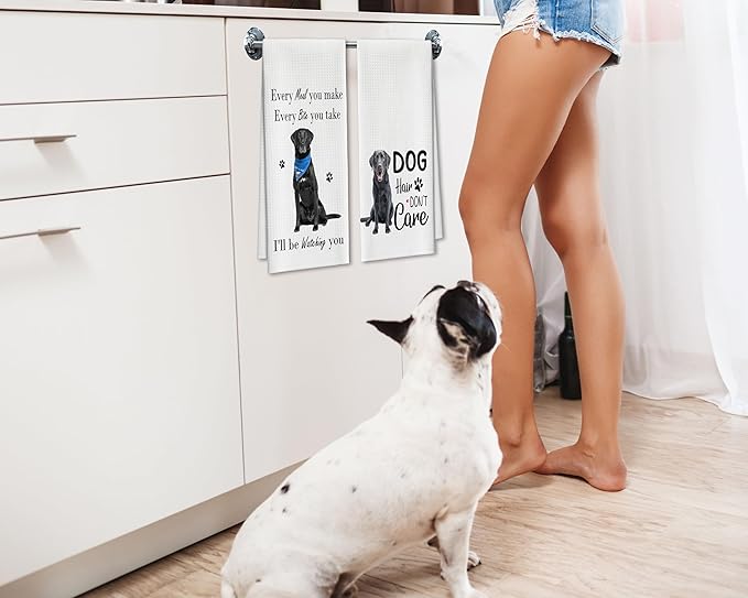 Kitchen Towels Set of 2, Every Meal You Make Dish Towel for Kitchen Bathroom, Labrador Retriever Decorative Hand Towels, Fast Drying Tea Towel, Housewarming Gifts for Dog Lovers Women -07