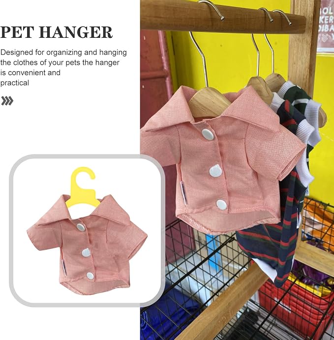 10pcs Anti-skid Plastic Pet Clothing Hanger Small Yellow for Clothes | Lightweight Portable Rack, Not Easy to Deform, for Organizing and Hanging Pet Clothing Outdoors