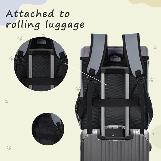 ANILD Dog Travel Bag Backpack, Flight-Ready TSA-Approved Dog Travel Bag with 2 Leak-Proof Food Canisters, 2 Foldable Silicone Bowls, Multi-Compartment Organizer for Hiking, Camping, Dog Mom Essentials