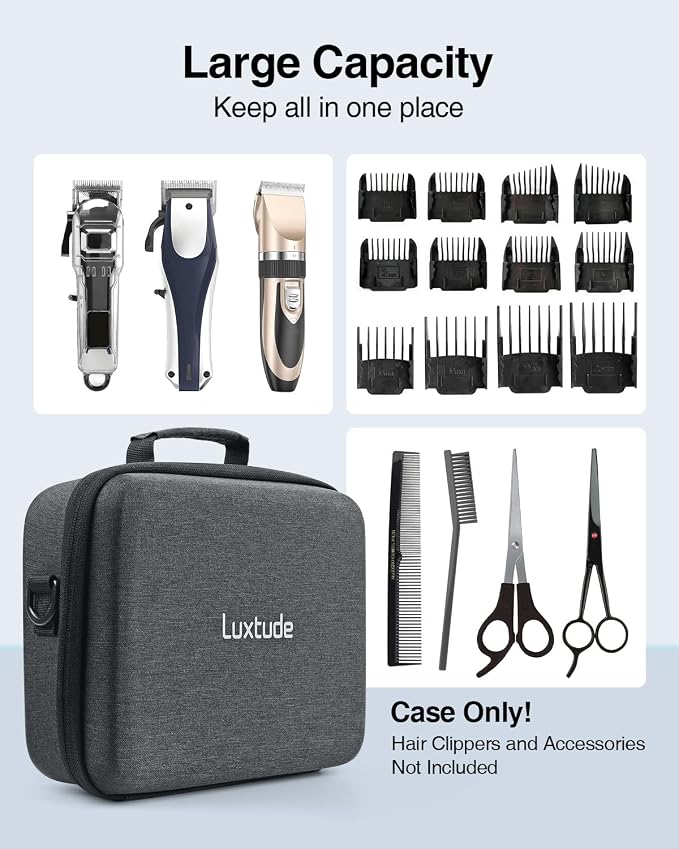 Luxtude Hair Clipper Case Travel, Hard Barber Bags for Clippers and Supplies