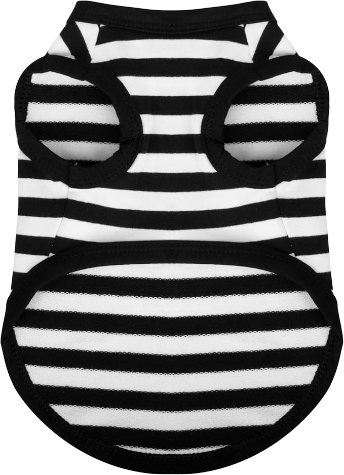 Paiaite Dog Striped Shirt Happy Color Cotton Sleeveless Puppy Pet Shirts Breathable Apparel Tank Top Colorful Puppy Sweatshirt Clothes for Small Medium Dogs Black 4XL