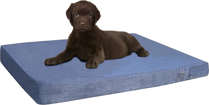 Dogbed4less Orthopedic Gel Memory Foam Pet Dog Bed, Waterproof Liner with External Microsuede Cover and Bonus Antislip Cover (Microsuede Gray, 37"X27"X4" Inches)