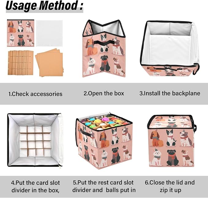 OTVEE Christmas Ornament Storage Box Holiday Decoration Organizer Stores upto 64 Holiday Ornaments Adjustable Dividers Tear-Proof Fabric Christmas Pet Design