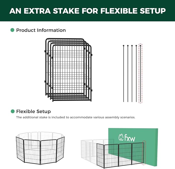 FXW Homeplus Indoor Dog Playpen, 40" H, 4 Panels, for Medium & Large Dogs | Stress-free play, Heavy-duty, Semi-open design, Easy setup, Threshold-free gate, Expandable, Patented