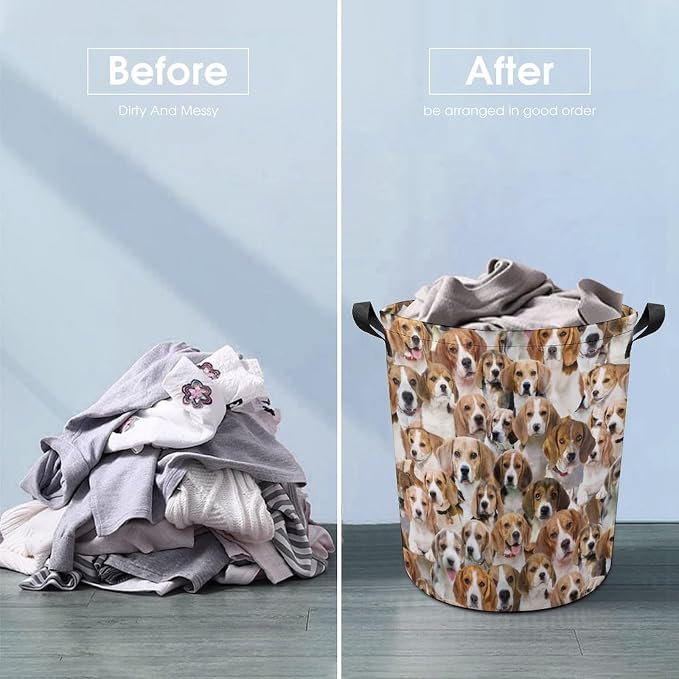 Beagle Dog Prints Laundry Basket, Beagle Dog Laundry Hamper, Collapsible Laundry Baskets Waterproof Dirty Clothes Storage Basket Bins For Bathroom Bedroom Decor, Beagle Dog Lover Gifts