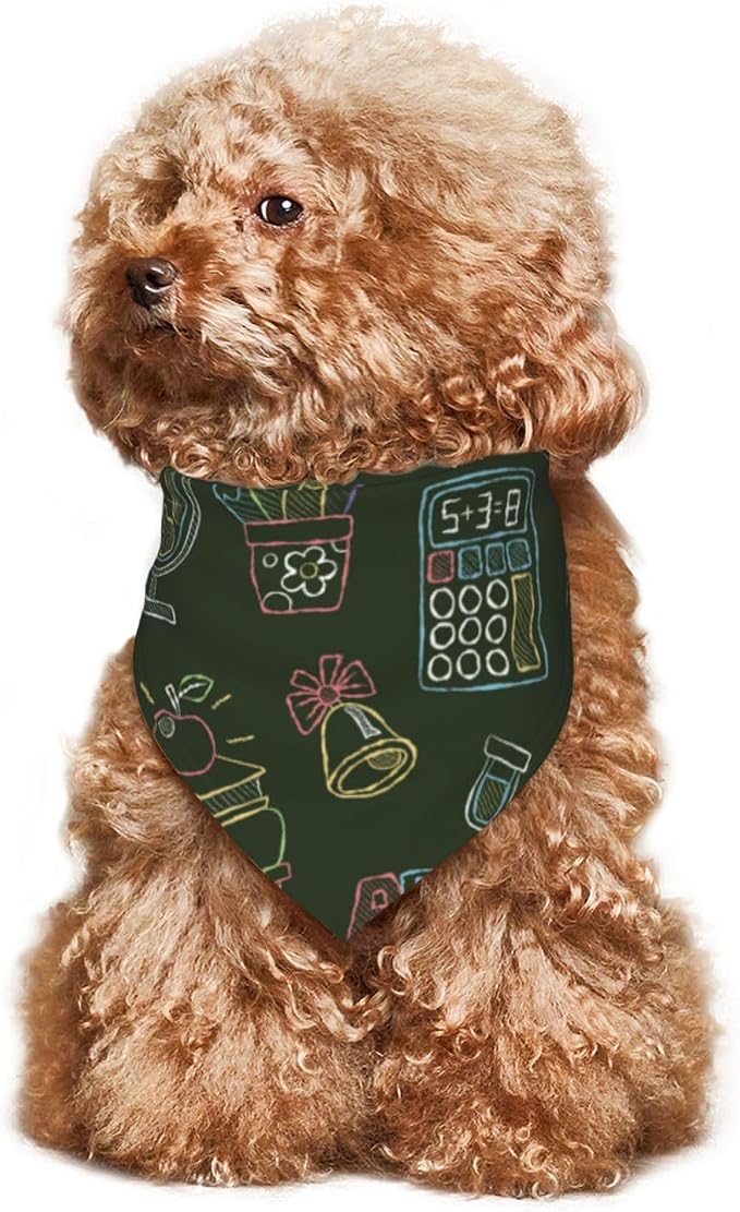 Teacher's Pet Dog Bandana,Funny Bandana Gift,Photo Prop Accessories for Dog Lovers Owner Gift,Triangle Reversible Fall Scarf, Adjustable (Dark Green)