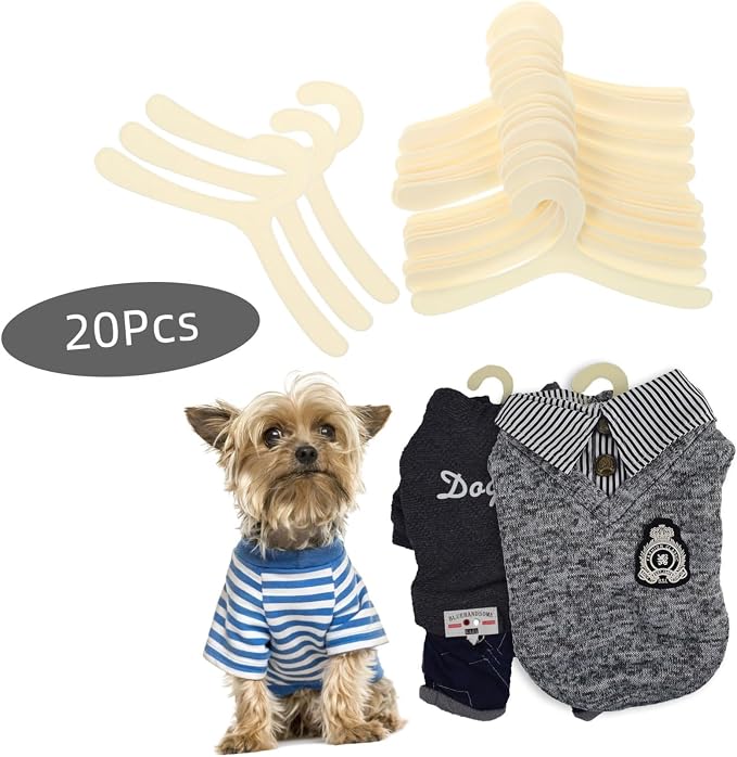 Abaodam 20pcs Pet Clothes Hanger Rack Lightweight Plastic Dog Clothing Storage for Garments Portable Puppy Apparel Hangers Durable Design for Easy Organization