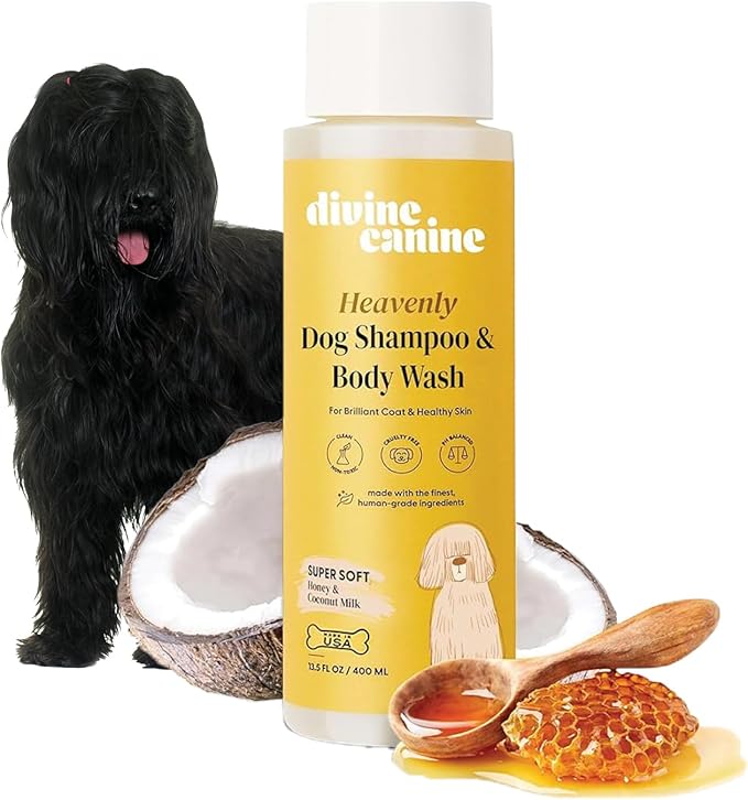 Dog Shampoo and Body Wash - 13.5 Fl Oz of Super Soft Pet Shampoo for Dogs - Made with Honey and Milk for a Healthy Skin and Coat - Made in the USA