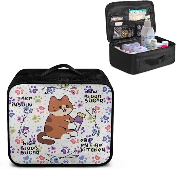 CugasmaruEmpty First Aid Bag Cartoon Cat Medical Bag Empty Large Capacity for Home Office and Travel Use Lightweight Washable Soft Fabric Organizational Pouch for Emergencies