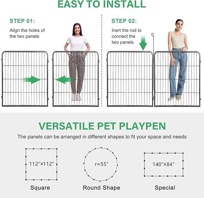 16 Panel Dog Playpen - 32" Height, Indoor/Outdoor, Small to Large Dogs, Puppy Kennel