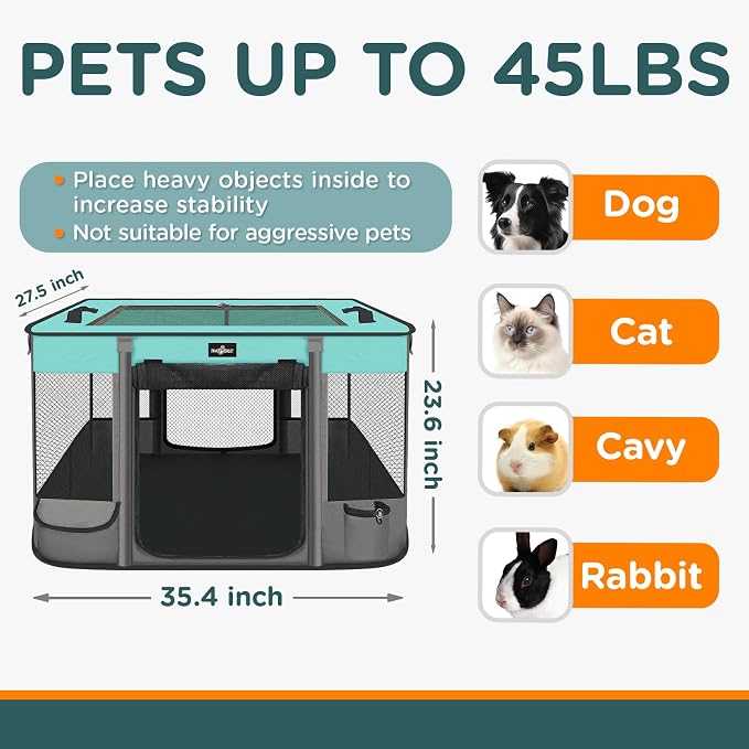 Paw Ballet Foldable Pet Kitten Playpen, Upgrade Waterproof Portable Dog Cat Playpen Kennel Tent for Small Cat Dog, Retractable Shade Cover, Indoor Outdoor Use for Small Pet.