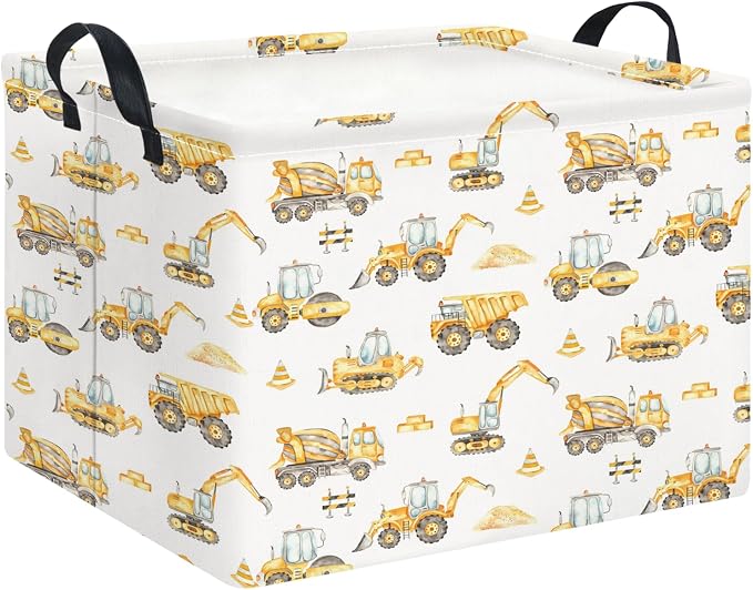 Rectangle Storage Basket,Collapsible Storage Bin,Books Box(Engineering Vehicle)