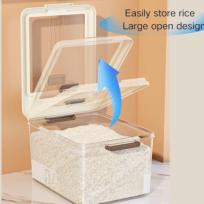 Saim Rice & Flour Storage Container, Food Grade PP PET BPA-Free, Large Capacity 20lbs & 30lbs Clear Lid,Kitchen Pantry Organization Dry Food Cereal Grain Sugar Pasta Canister