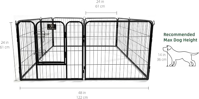 PJYuCien Puppy Playpen Plus Storage Bage with Bottom & Top Cover, 24" H | Heavy Duty, Dog Fence for Small Dogs, Foldable Square Pen, Indoor, Outdoor, Backyard Pasture, Camping, Protects Floors