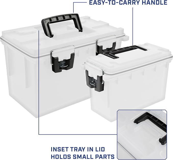 Sheffield Ammo Box Made in USA, Stackable Lockable Ammo Storage Box, Frost | XL & Standard Lockable Storage Box, Water & Dust Resistant Dry Box, Secures Hunting Gear, Gun Accessories, Supplies, Bullets
