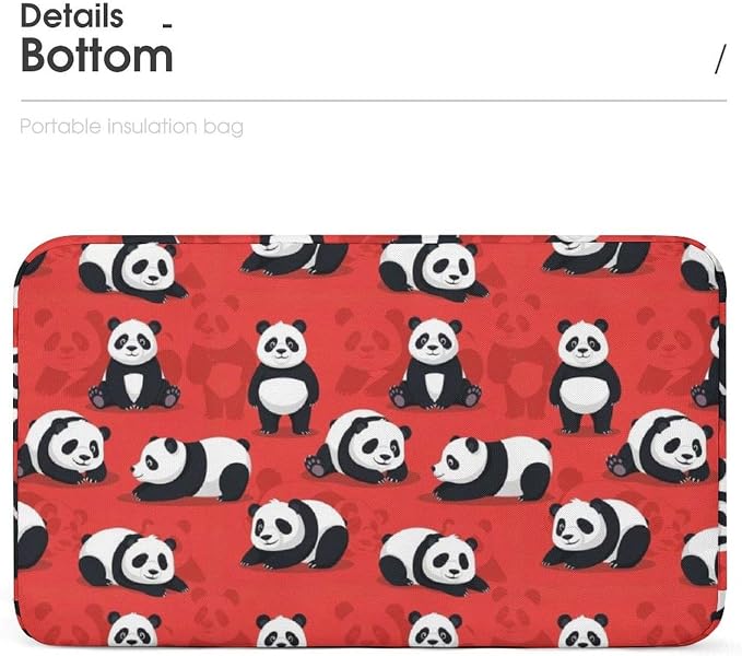 Fashion Insulated Lunch Bag, Bear Panda Red | Lunch Tote Bag, for Work Picnic, Leakproof Cooler Bags, with Sturdy Zipper and Handle, for Women Men