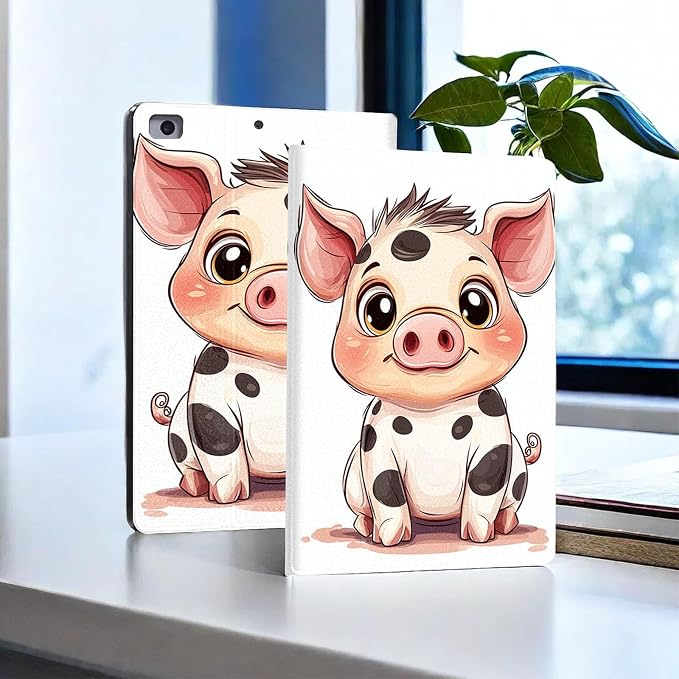 for Microsoft Surface Pro 7 Plus,Surface Pro 7/6/5/4 12.3" Tablet Case,Auto Wake/Sleep,Adjustable Stand Protective Cover - Cute Cartoon Pig