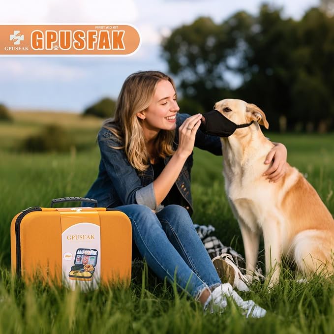 Pet First Aid Kit for Dogs - Pet Emergency Kit for Camping Hiking Traveling Hunting and Sports (Orange)