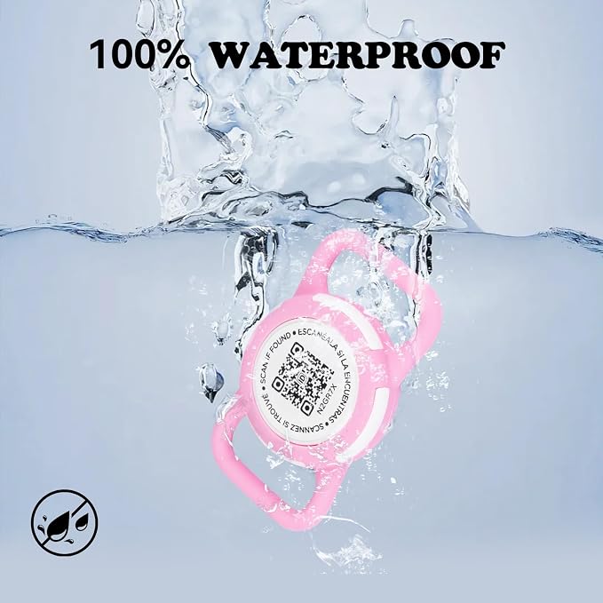 QR Code Pet Tracker Case for Collars - Waterproof Silicone Holder for Small Dogs Cats, Lightweight Reusable ID Tag (Blue, S)