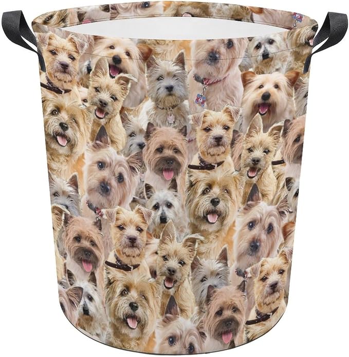 Collapsible Laundry Baskets for Cairn Terrier Lover, Funny Pet Dog Face Print Laundry Hamper Large Waterproof Dirty Clothes Basket Storage for Bathroom Bedroom, Gifts for Cairn Terrier Mom