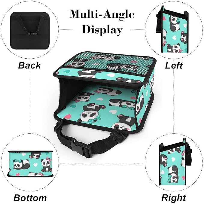 Car Backseat Organizer Hanging Storage Pocket Auto Garbage Bag, Panda | Bears, Vehicle Back Seat Pouch PU Leather Travel Essentials Accessories