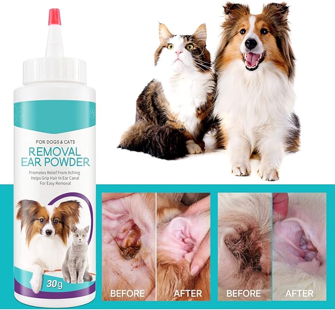 ZIXAOK Dog Ear Cleaner 30g - Removal Ear Powder for Pets,Dog Ear Infection Treatment,Supports Infection Prone Ears, Ear Odor in Pets