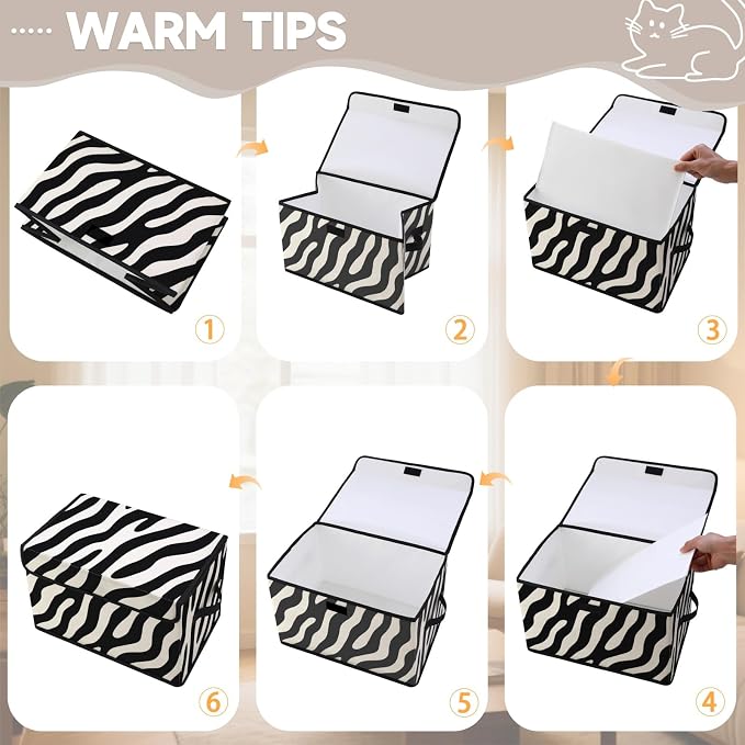 Stackable Storage Bins with Lids,Closet Organizers Fabric Box for Home and Office,Blanket Clothes Organizers,Under Bed Storage Containers 3 Pack